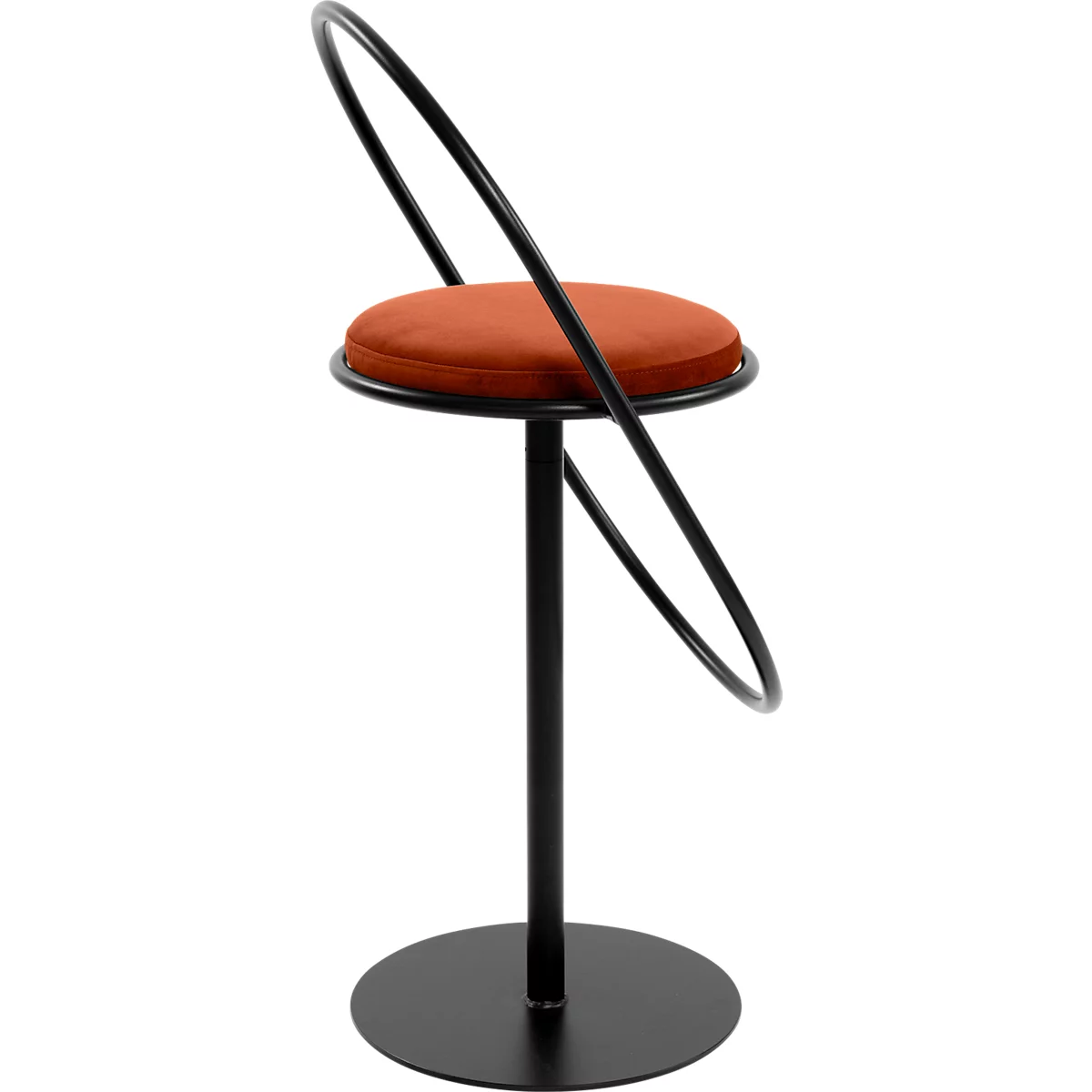 Tabouret de bar Saturne Meet by Paperflow - avec dossier - hauteur d'assise 765 mm - rembourré 100 % recyclable - tube d'acier noir - velours rouille