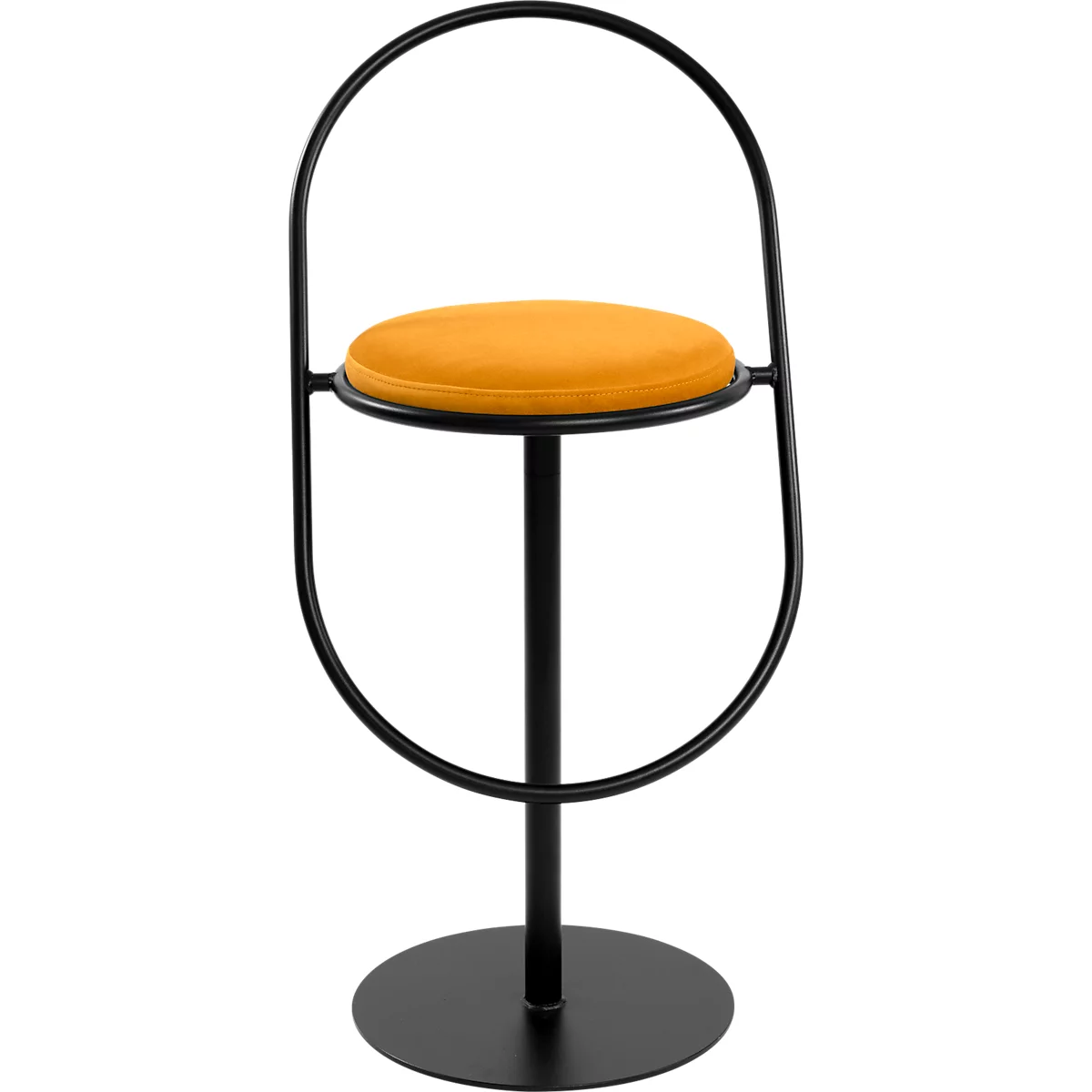 Tabouret de bar Saturne Meet by Paperflow - avec dossier - hauteur d'assise 765 mm - rembourré 100 % recyclable - tube d'acier noir - velours safran