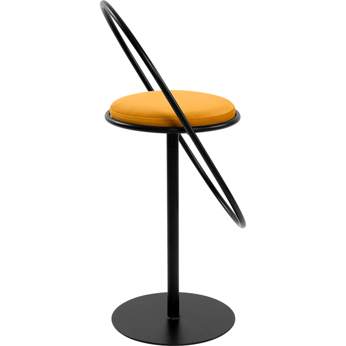 Tabouret de bar Saturne Meet by Paperflow - avec dossier - hauteur d'assise 765 mm - rembourré 100 % recyclable - tube d'acier noir - velours safran