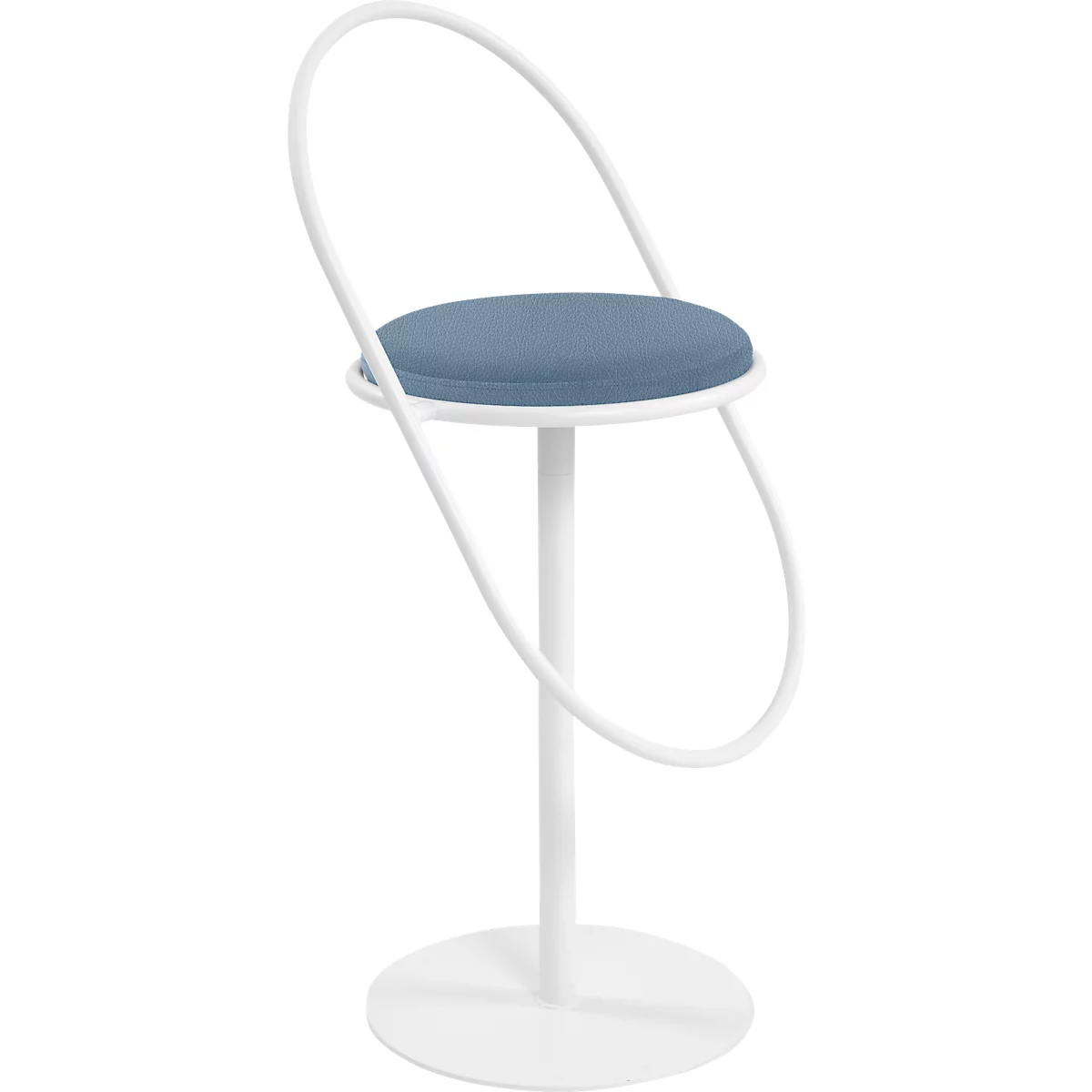 Tabouret de bar Saturne Meet by Paperflow - avec dossier - hauteur d'assise 765 mm - rembourré 100 % recyclable - tube d'acier rose - similicuir bleu