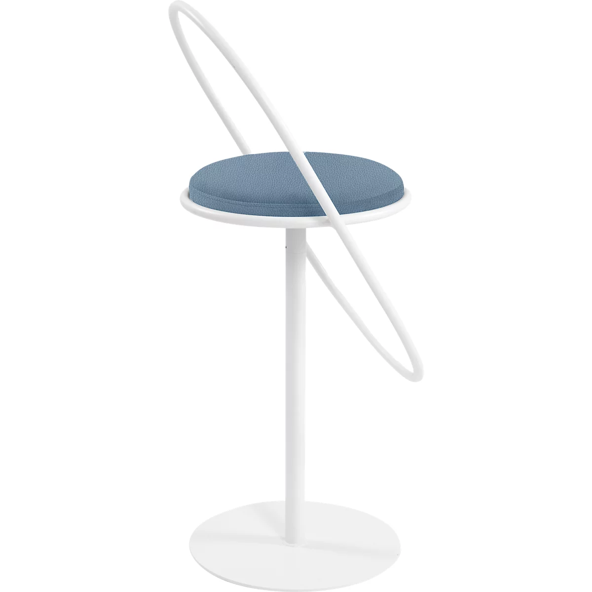 Tabouret de bar Saturne Meet by Paperflow - avec dossier - hauteur d'assise 765 mm - rembourré 100 % recyclable - tube d'acier rose - similicuir bleu
