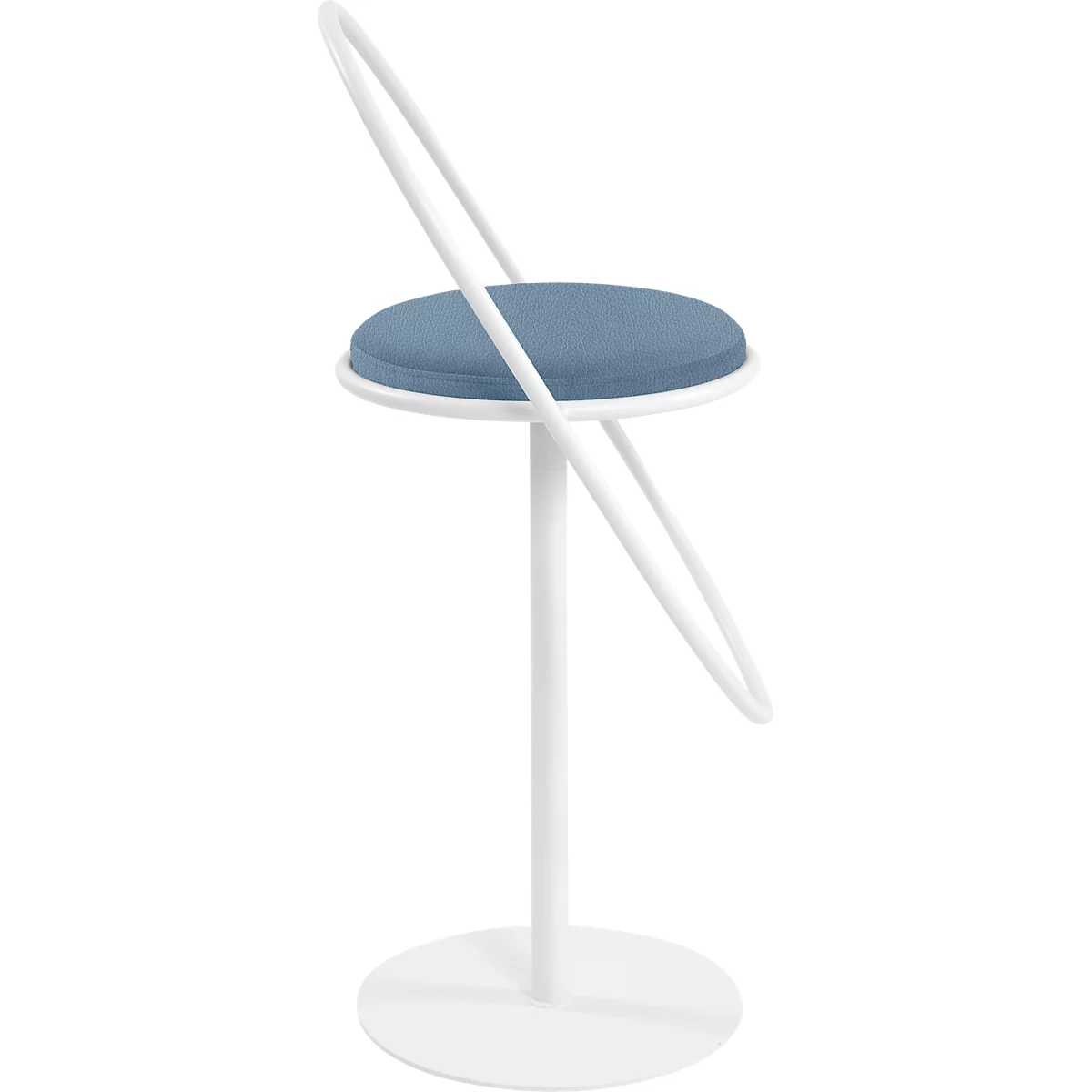 Tabouret de bar Saturne Meet by Paperflow - avec dossier - hauteur d'assise 765 mm - rembourré 100 % recyclable - tube d'acier rose - similicuir bleu