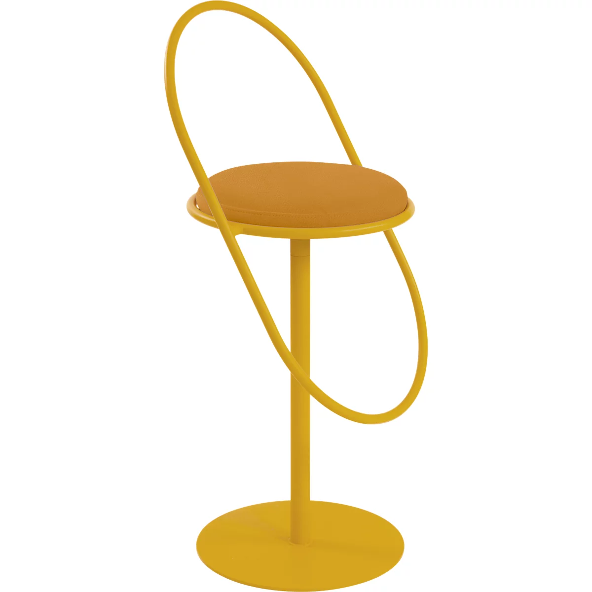 Tabouret de bar Saturne Meet by Paperflow - avec dossier - hauteur d'assise 765 mm - rembourré 100 % recyclable - tube d'acier safran - similicuir safran