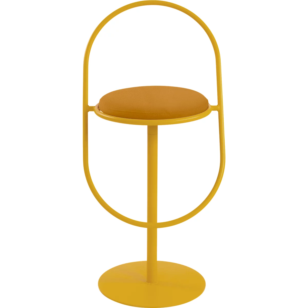 Tabouret de bar Saturne Meet by Paperflow - avec dossier - hauteur d'assise 765 mm - rembourré 100 % recyclable - tube d'acier safran - similicuir safran