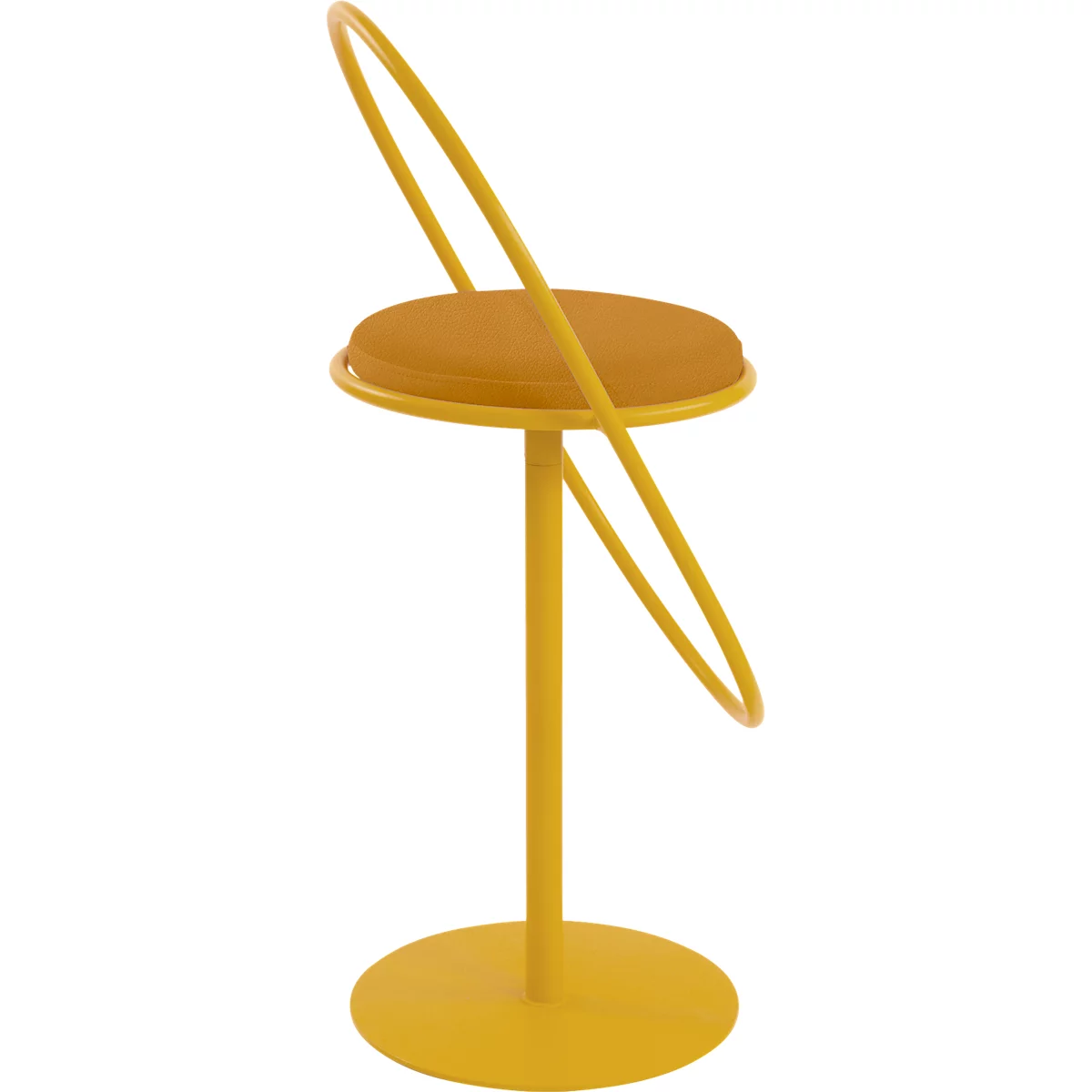 Tabouret de bar Saturne Meet by Paperflow - avec dossier - hauteur d'assise 765 mm - rembourré 100 % recyclable - tube d'acier safran - similicuir safran