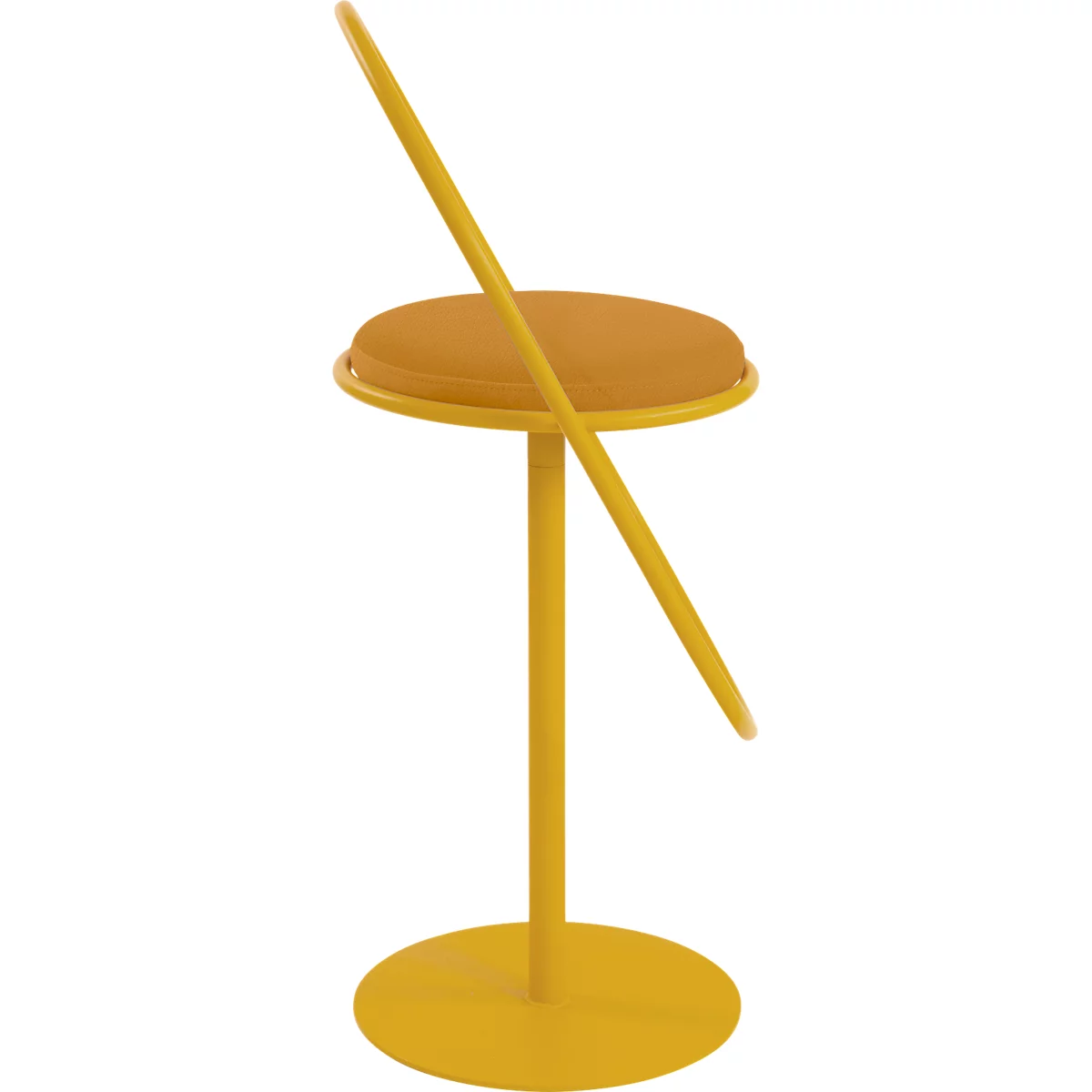 Tabouret de bar Saturne Meet by Paperflow - avec dossier - hauteur d'assise 765 mm - rembourré 100 % recyclable - tube d'acier safran - similicuir safran