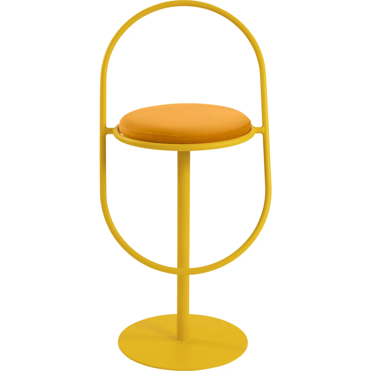 Tabouret de bar Saturne Meet by Paperflow - avec dossier - hauteur d'assise 765 mm - rembourré 100 % recyclable - tube d'acier safran - velours safran