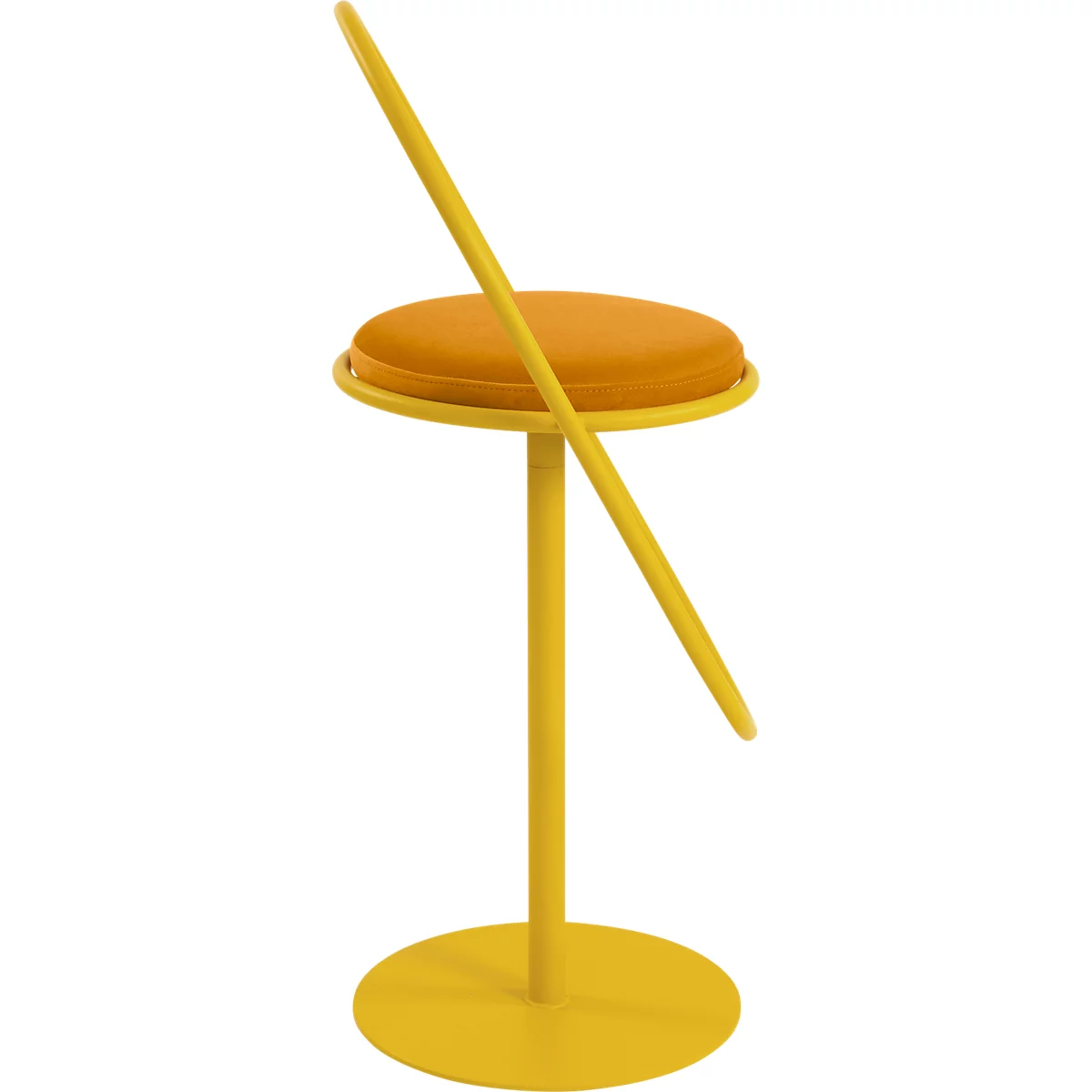 Tabouret de bar Saturne Meet by Paperflow - avec dossier - hauteur d'assise 765 mm - rembourré 100 % recyclable - tube d'acier safran - velours safran