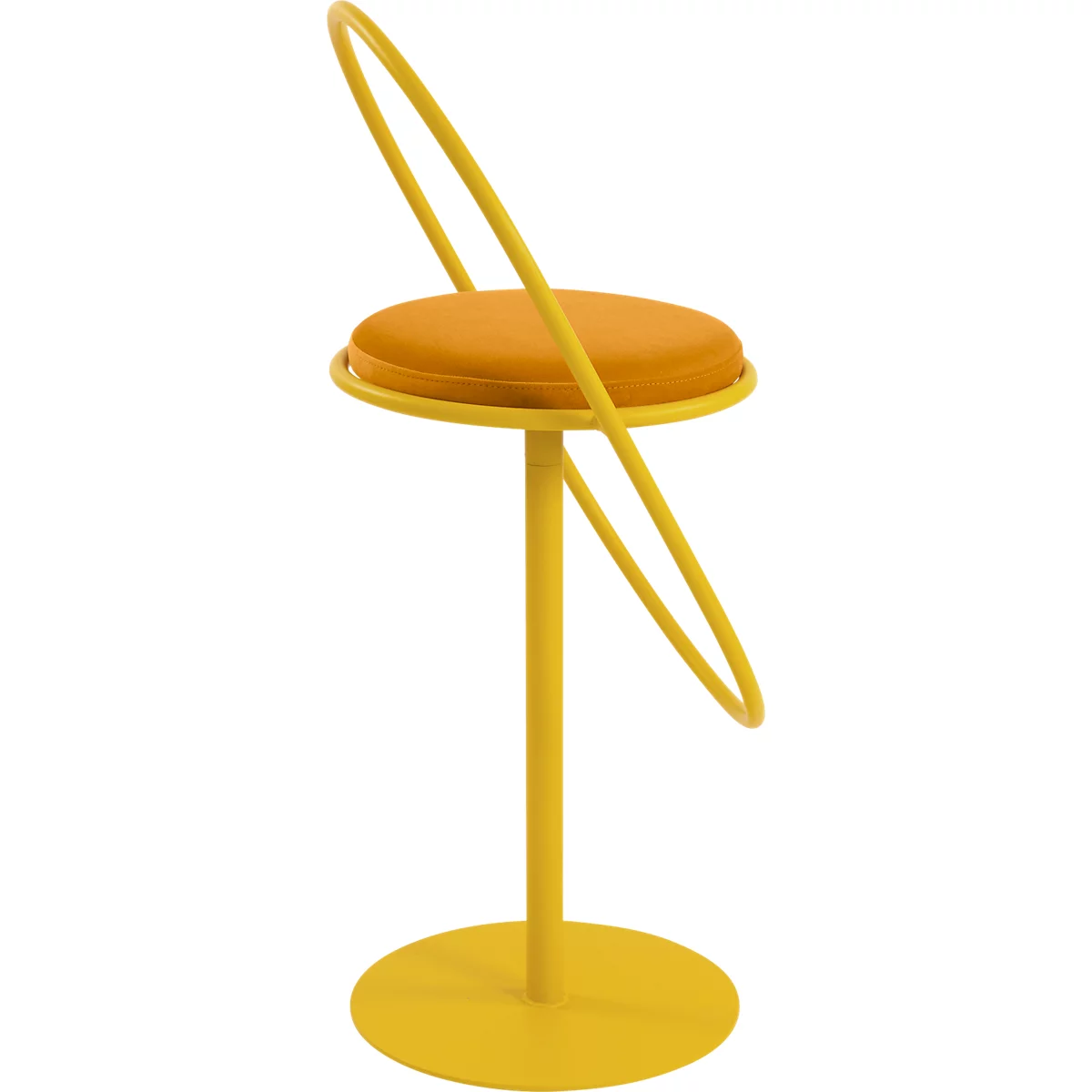 Tabouret de bar Saturne Meet by Paperflow - avec dossier - hauteur d'assise 765 mm - rembourré 100 % recyclable - tube d'acier safran - velours safran