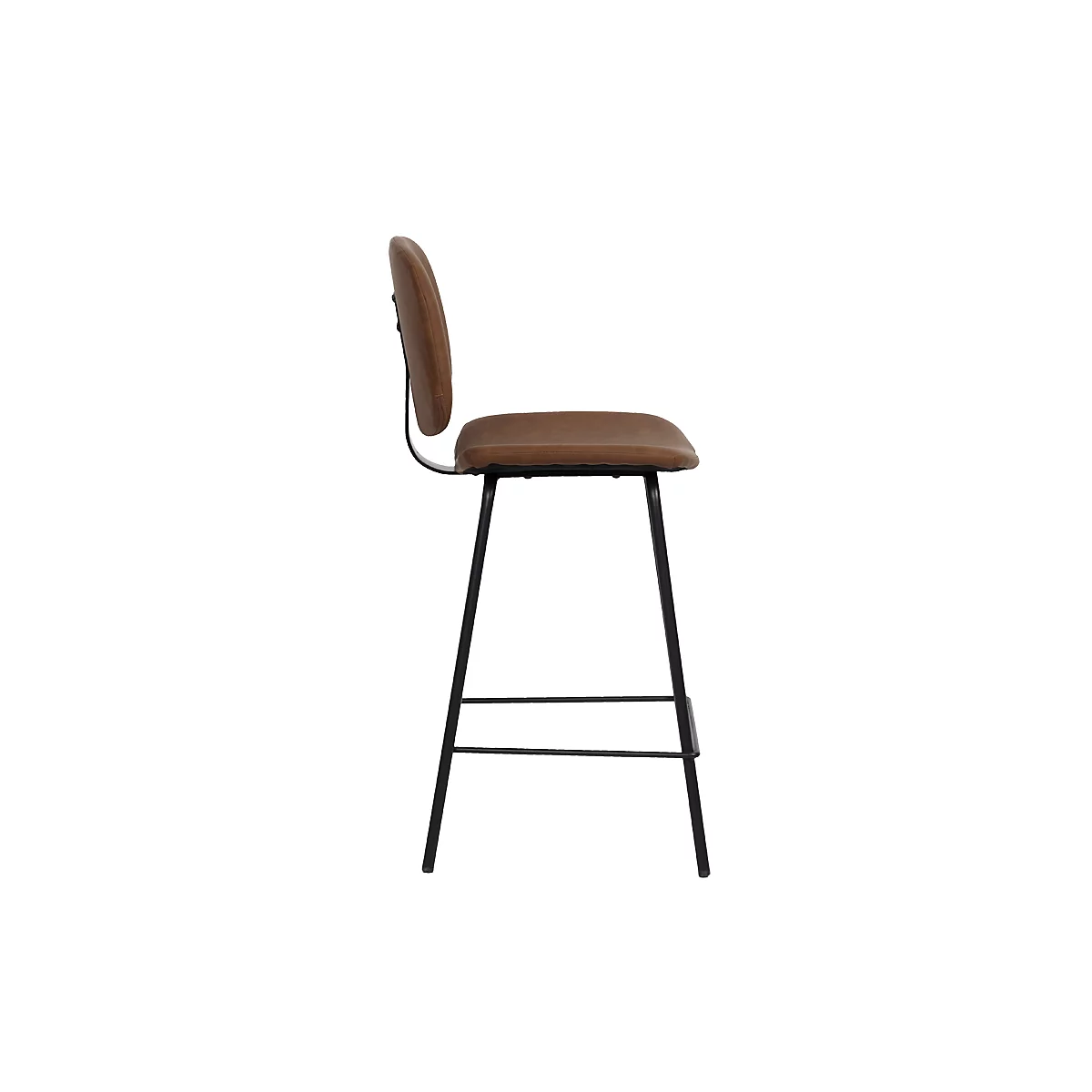 Tabouret de bar Vintage, avec dossier, pieds en acier, hauteur d'assise 760 mm, 2 pièces, L 430 x P 510 x H 1080 mm, similicuir, marron