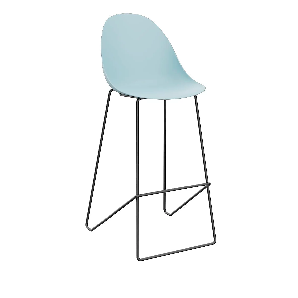 Tabouret de bar Void, base en tube d'acier, L 505 x P 590 x H 760 mm, bleu/noir, 2 pièces