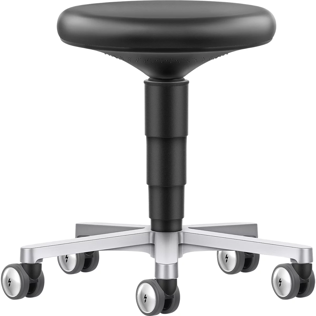 Tabouret pour salles blanches Bimos, classe de propreté 3, réglable en hauteur, conforme ESD, roulettes doubles, similicuir