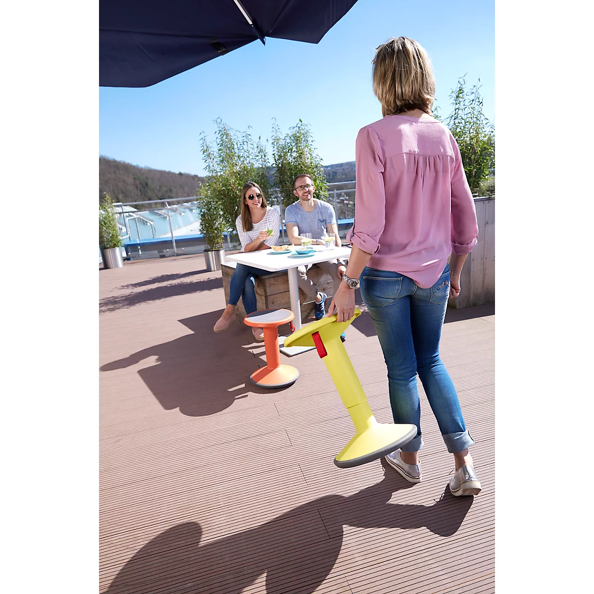 Tabouret réglable en hauteur UPis1, Ø 330 x H 450 - 630 mm , jaune citron