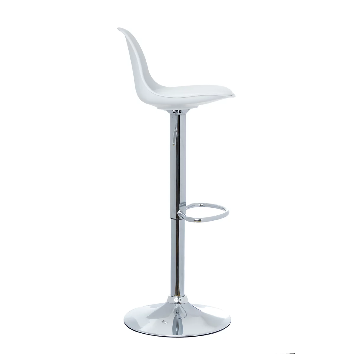 Taburete de bar Paperflow Bobba, asiento de PP con cojín de asiento, ajustable en altura, giratorio 360°, Al 590-710 mm, blanco, juego de 2