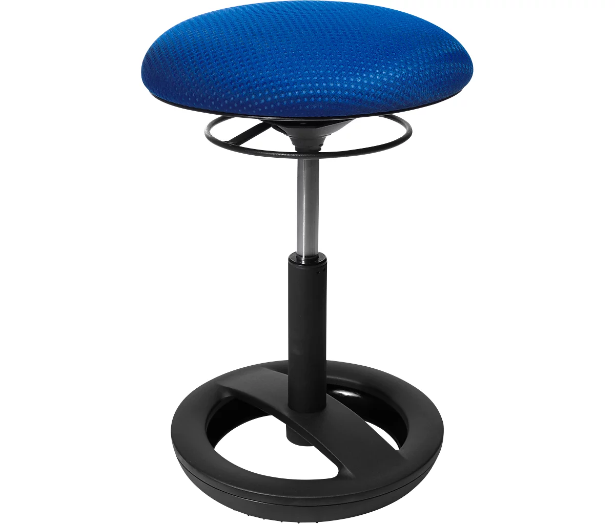 Taburete de fitness SITNESS BOB, ergonómico, altura del asiento 440 - 570 mm, azul, base con recubrimiento de polvo negro