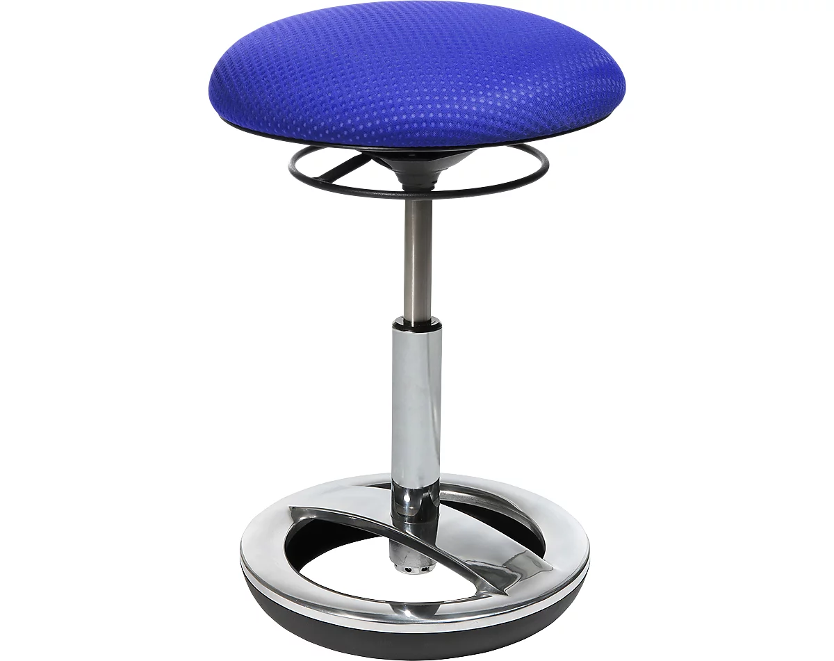 Taburete de fitness SITNESS BOB, ergonómico, altura del asiento 440 - 570 mm, azul, marco cromado