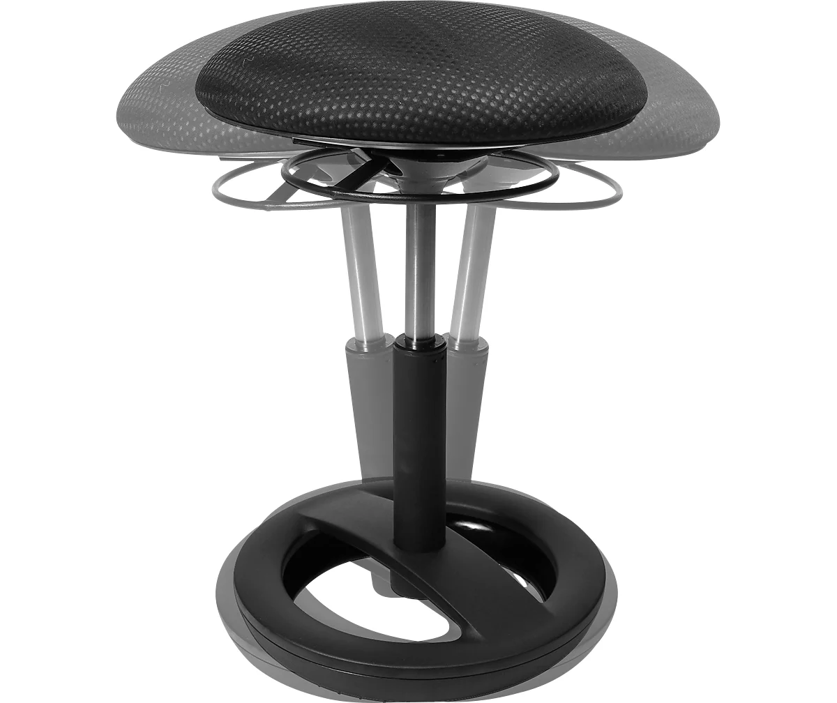 Taburete de fitness SITNESS BOB, ergonómico, altura del asiento 440 - 570 mm, negro, base con recubrimiento de polvo negro