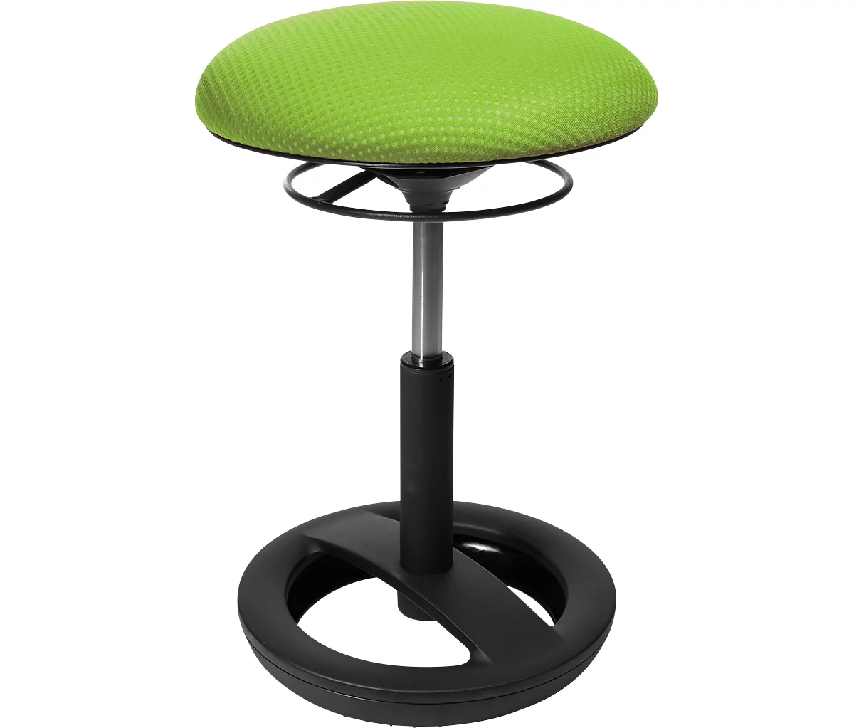 Taburete de fitness SITNESS BOB, ergonómico, altura del asiento 440 - 570 mm, verde manzana, base con recubrimiento de polvo negro