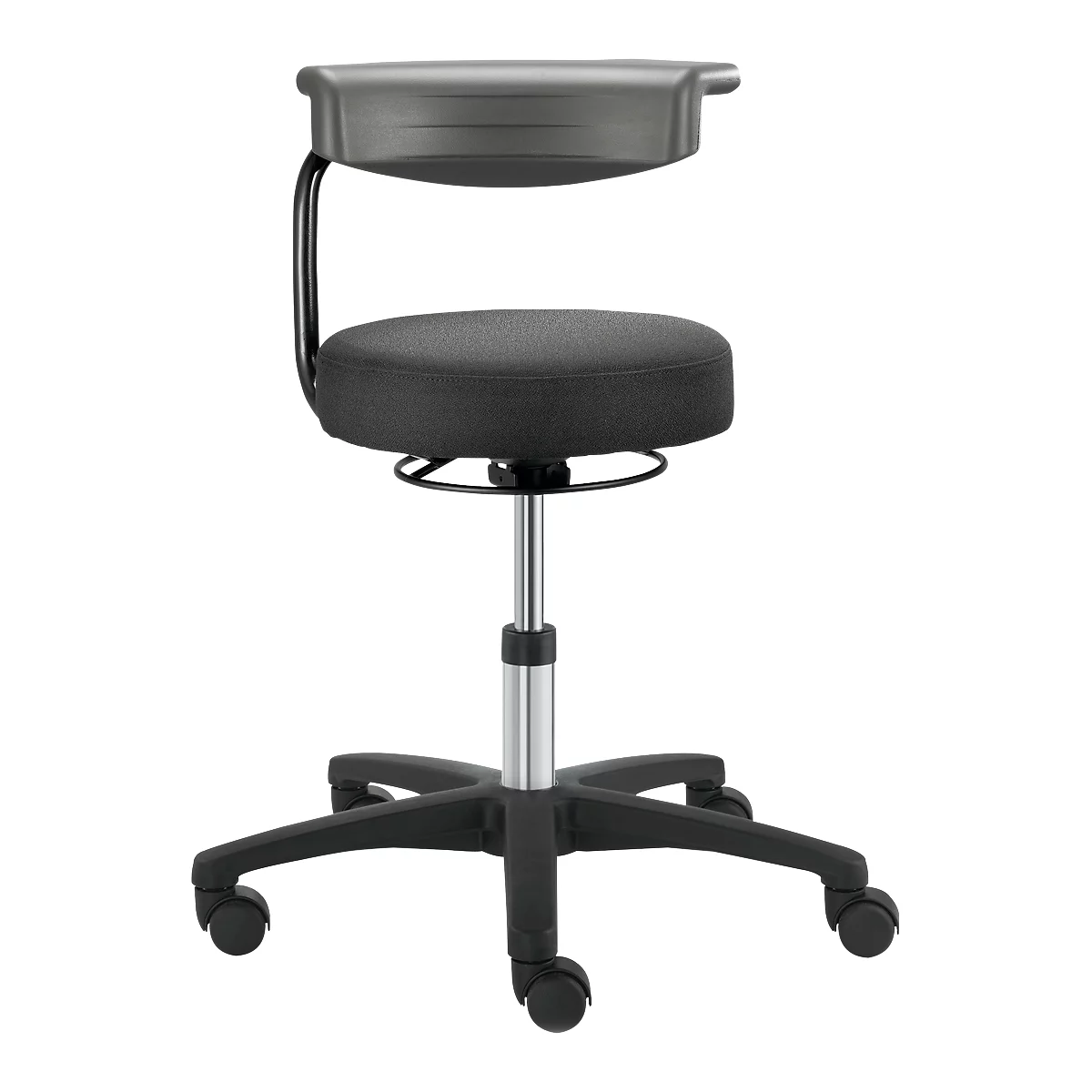 Taburete giratorio TEC basic IS 1999, regulable en altura, con reposabrazos, ergonom. asiento acolchado, negro