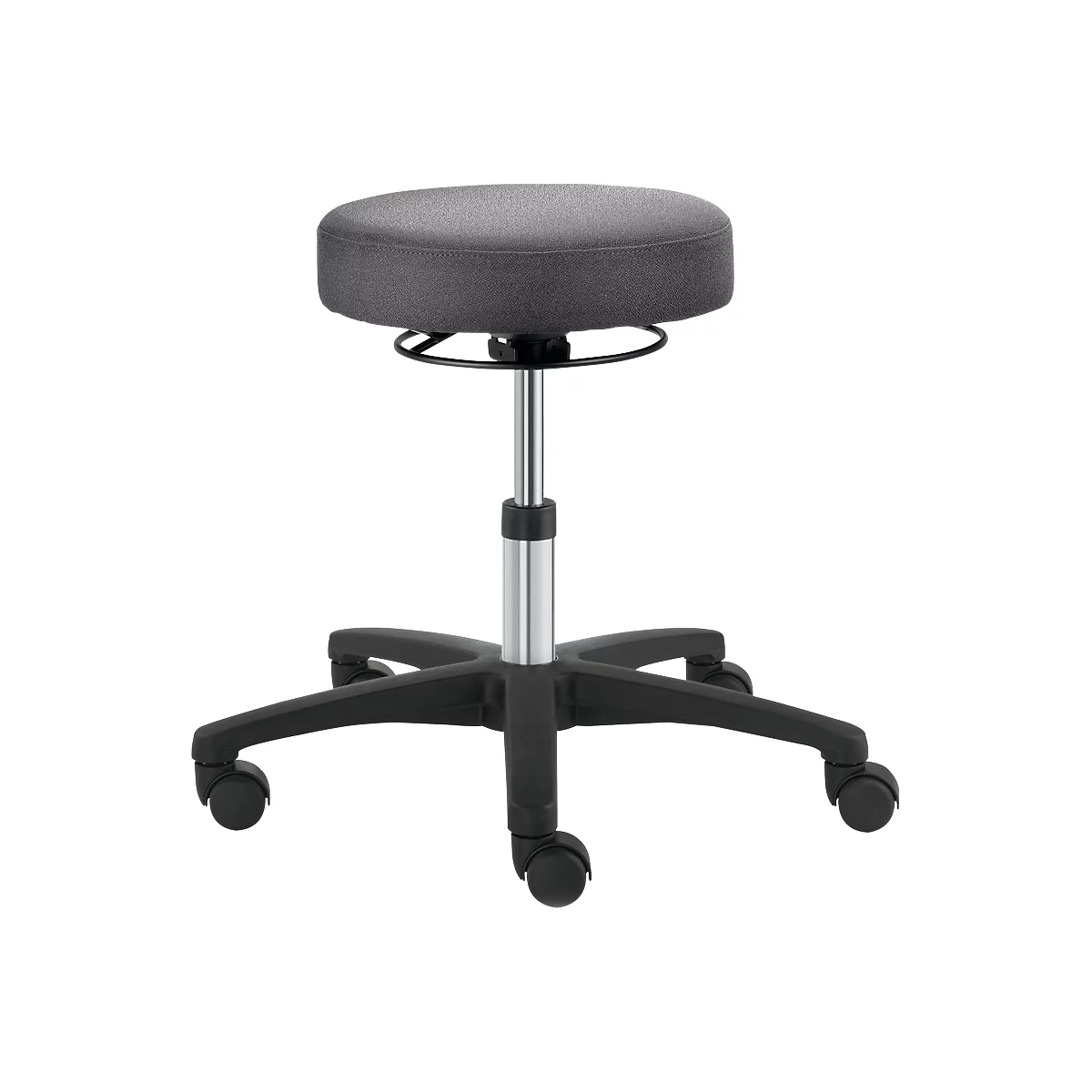 Taburete giratorio TEC basic IS 1999, regulable en altura, sin reposabrazos, asiento acolchado ergonómico, gris platino. asiento acolchado, gris platino