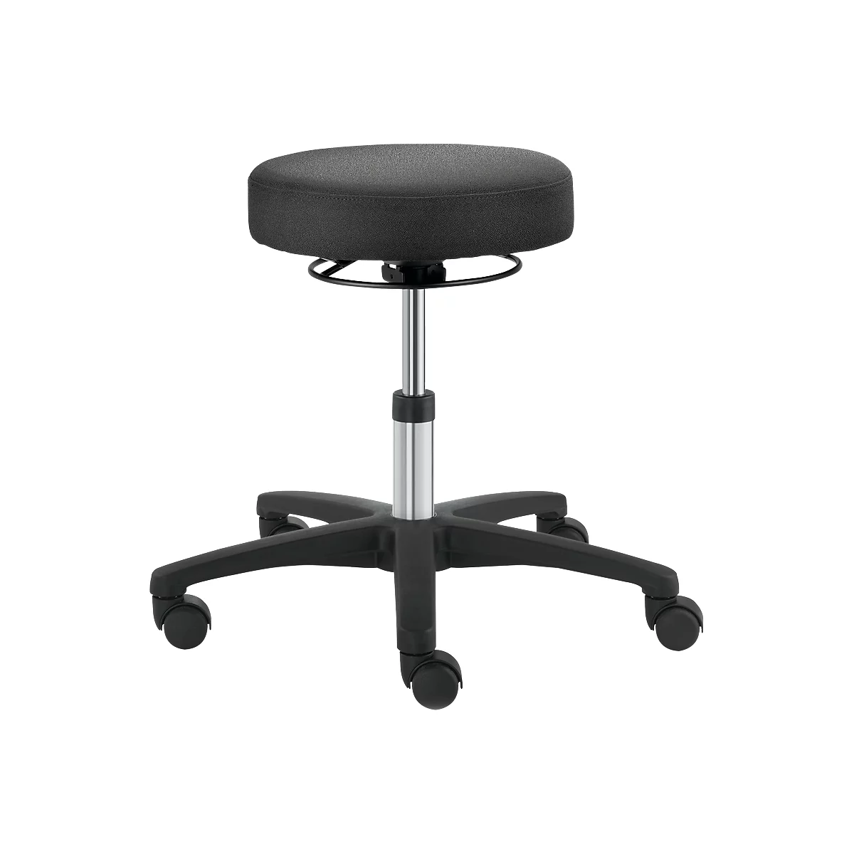 Taburete giratorio TEC basic IS 1999, regulable en altura, sin reposabrazos, ergonóm. asiento acolchado, negro