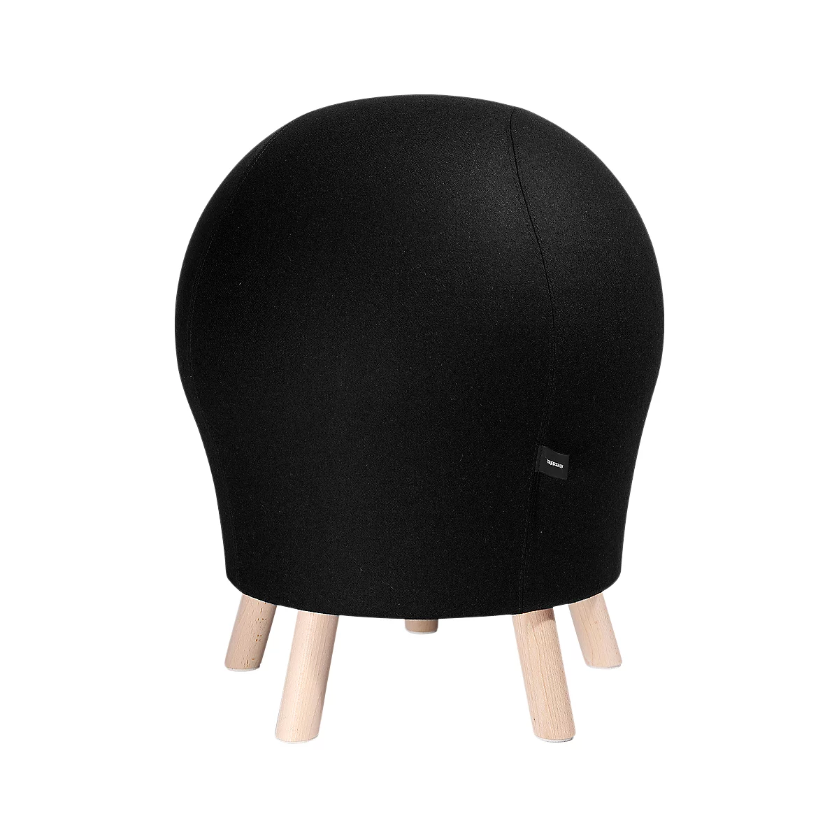 Taburete Sitness Alpine, con pelota de gimnástica integrada, tapizado 75% lana virgen, negro