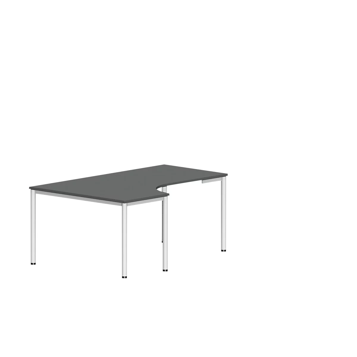 Tafel in vrije vorm NEVADA, B 1800 x D 1200/800 x H 740 mm, rond, donkergrijs/wit 
