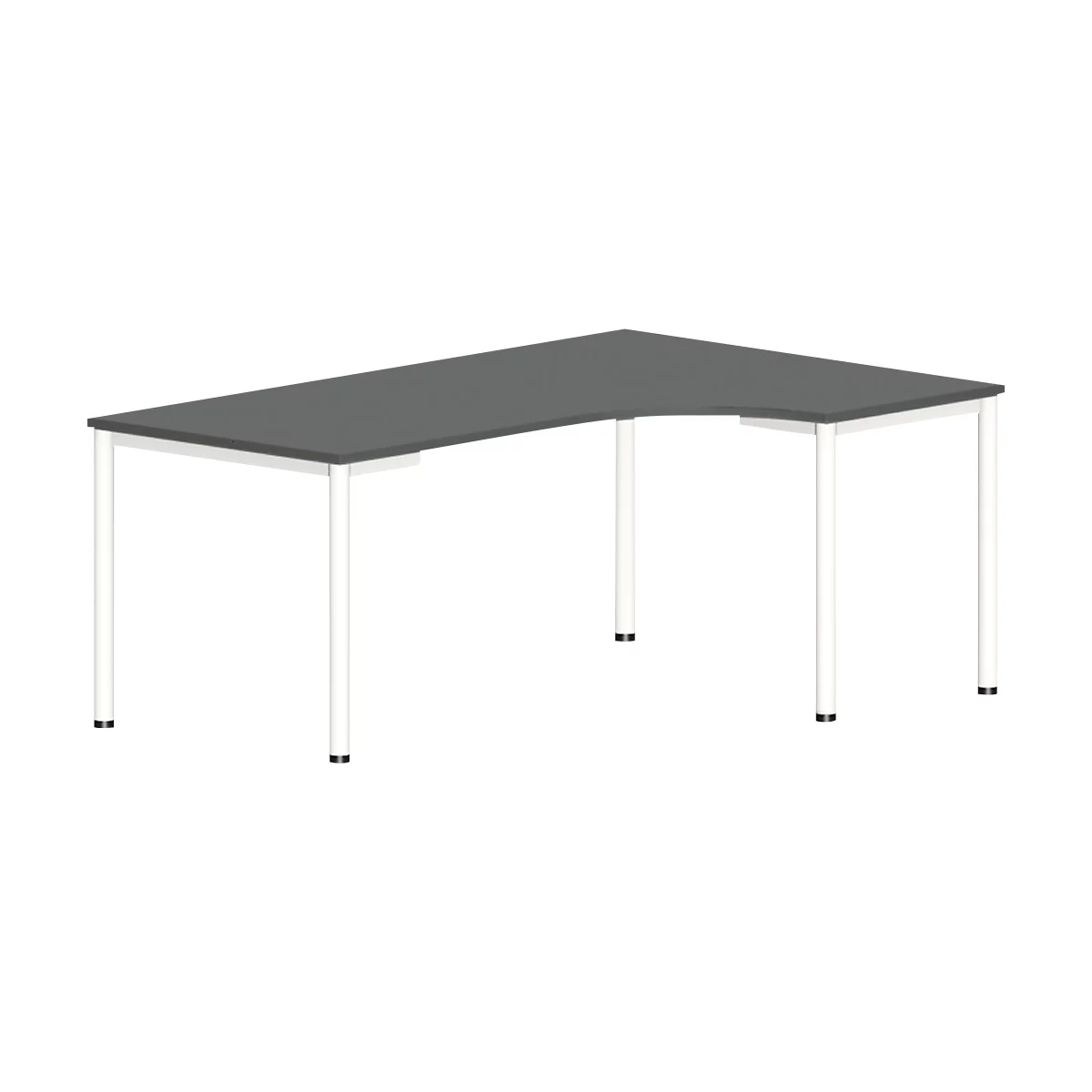 Tafel in vrije vorm NEVADA, B 1800 x D 1200/800 x H 740 mm, rond, donkergrijs/wit 