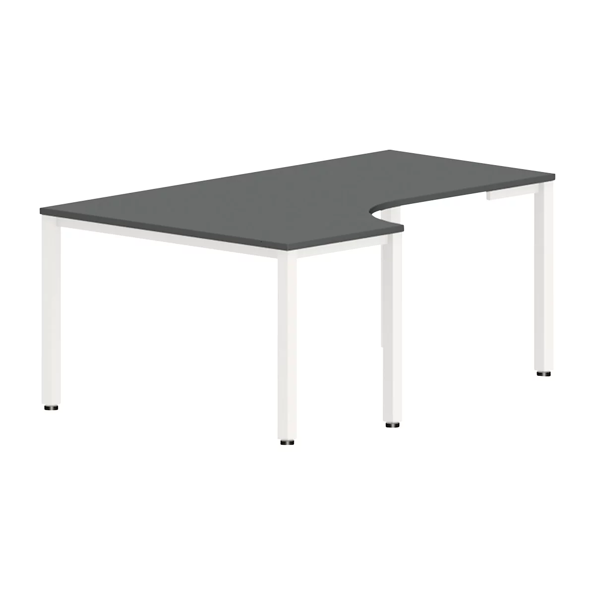 Tafel in vrije vorm NEVADA, B 1800 x D 1200/800 x H 740 mm, vierkant, donkergrijs/wit 