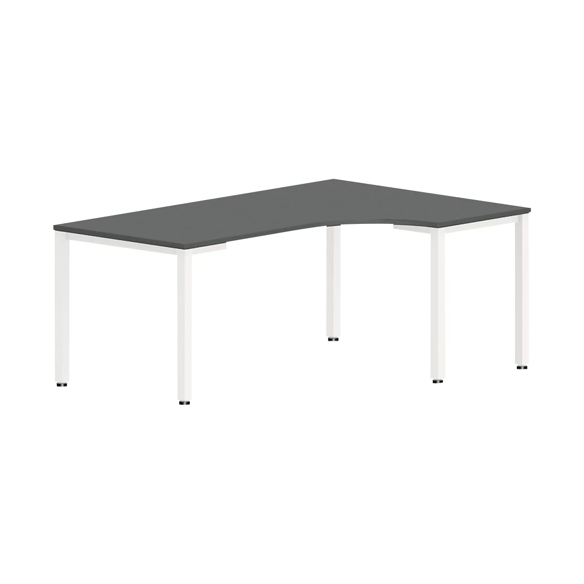Tafel in vrije vorm NEVADA, B 1800 x D 1200/800 x H 740 mm, vierkant, donkergrijs/wit 