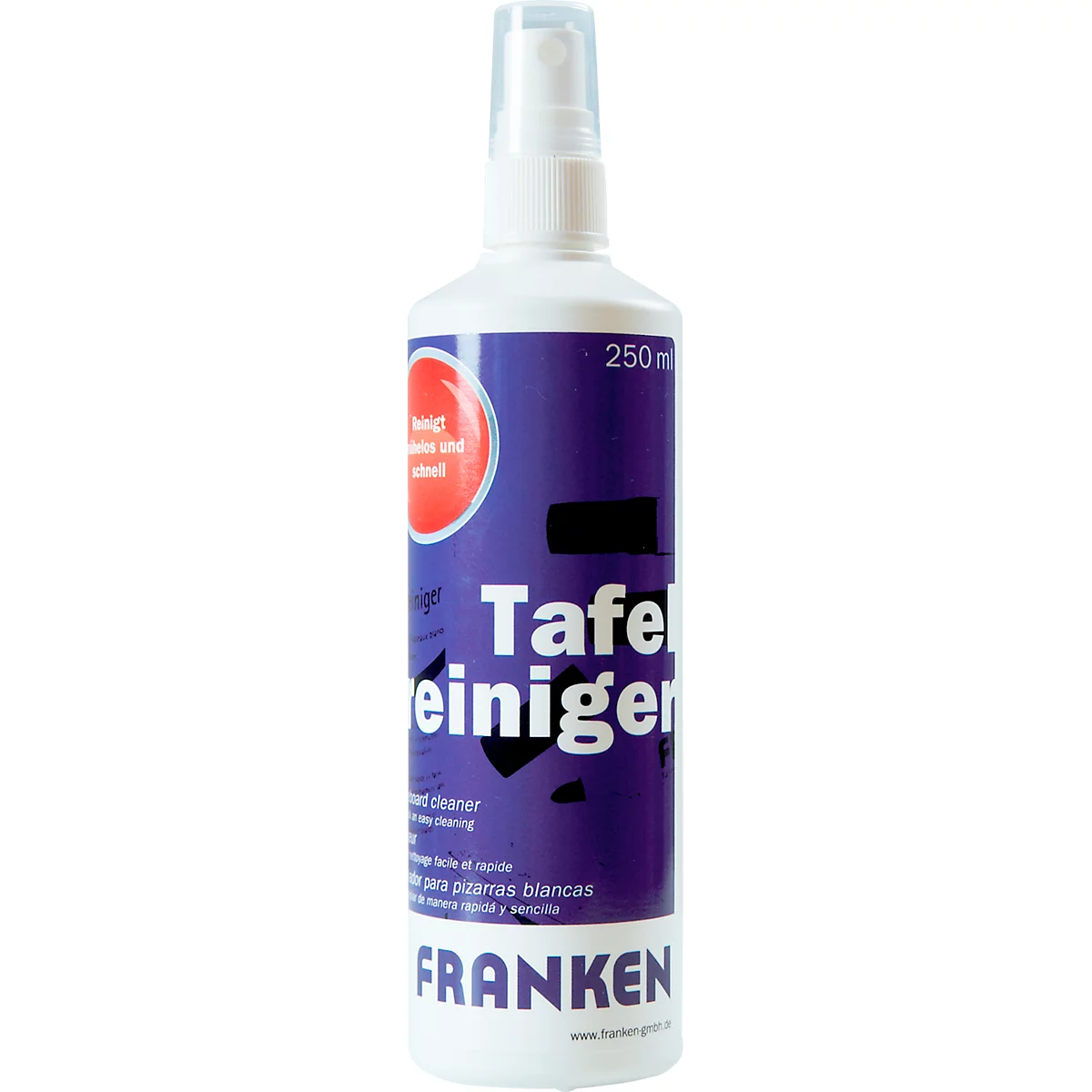 Tafelreiniger Franken, geeignet für Schreib-& Magnettafeln, schnelltrocknend, Inhalt 250 ml, in Pumpsprayflasche