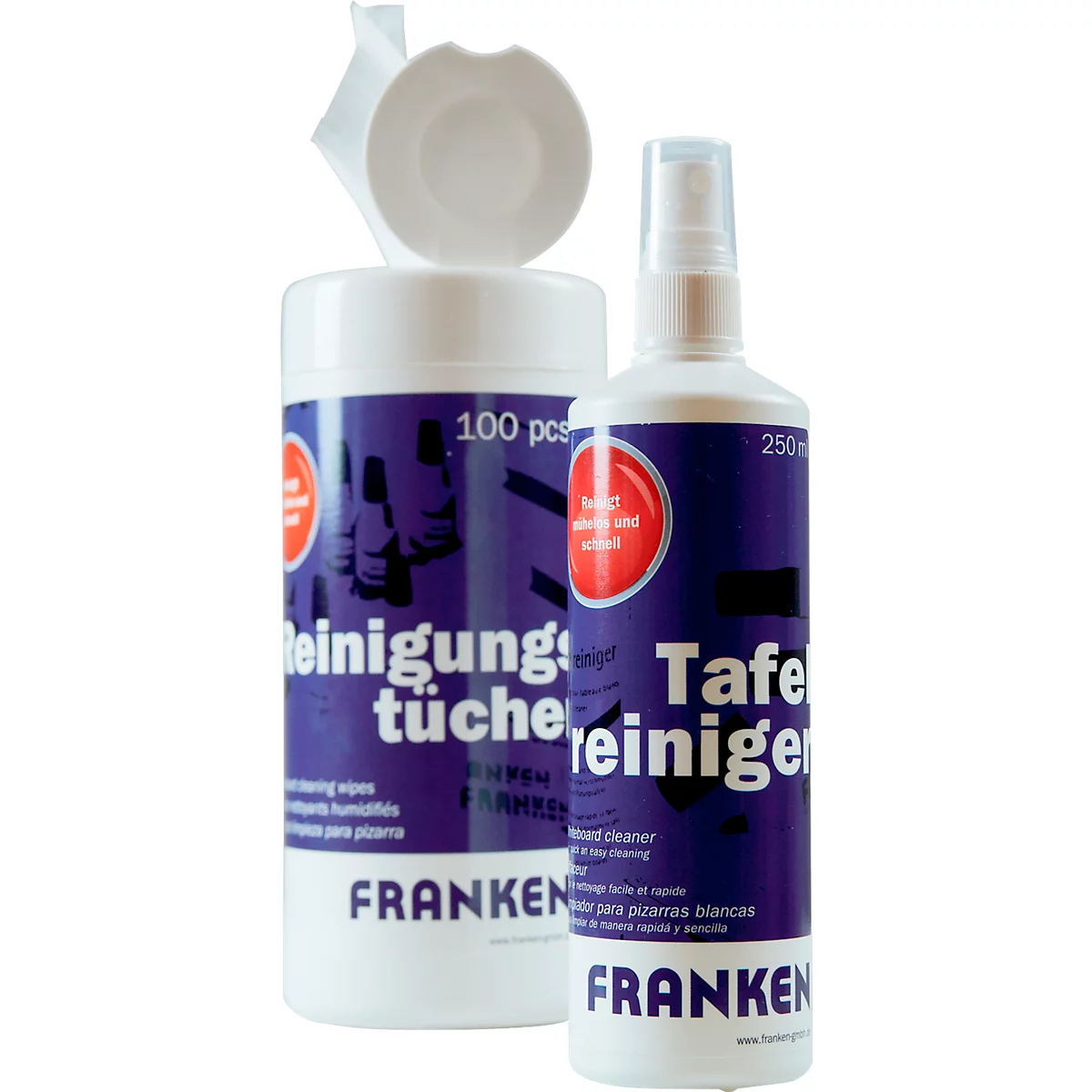 Tafelreiniger Franken, geeignet für Schreib-& Magnettafeln, schnelltrocknend, Inhalt 250 ml, in Pumpsprayflasche