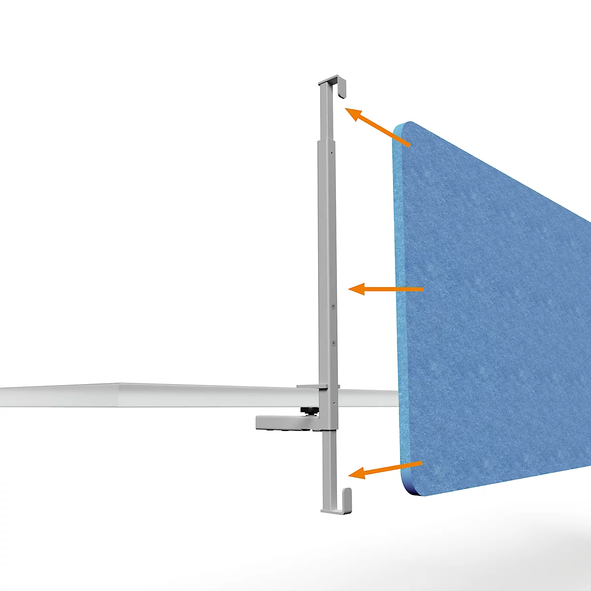 Tafelsteun SOLIDO Varioplex, voor akoestische tafelafscheiding AKUSTIX Vario/Vario Eco, voor tafelbladen met D 17-30 mm, B 43 x H 600 mm, zwart, 2 stuks