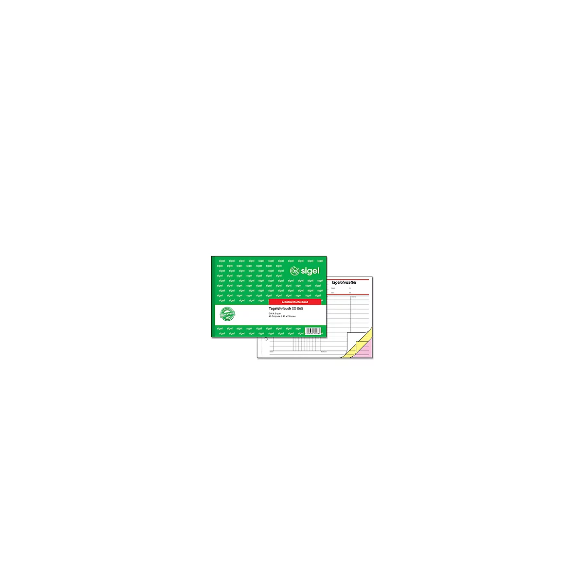 Tagelohnzettel Sigel SD065, selbstdurchschreibend, DIN A5 quer, 3 x 40 Blatt