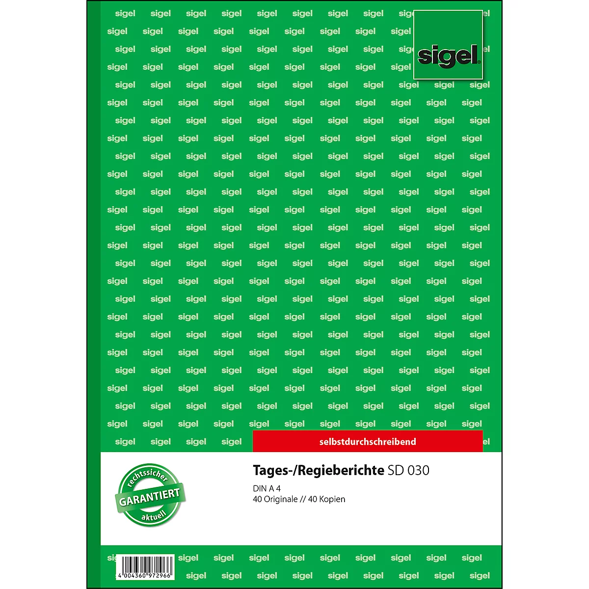 Tages-/Regiebericht Sigel SD030, selbstdurchschreibend, DIN A4, 2 x 40 Blatt