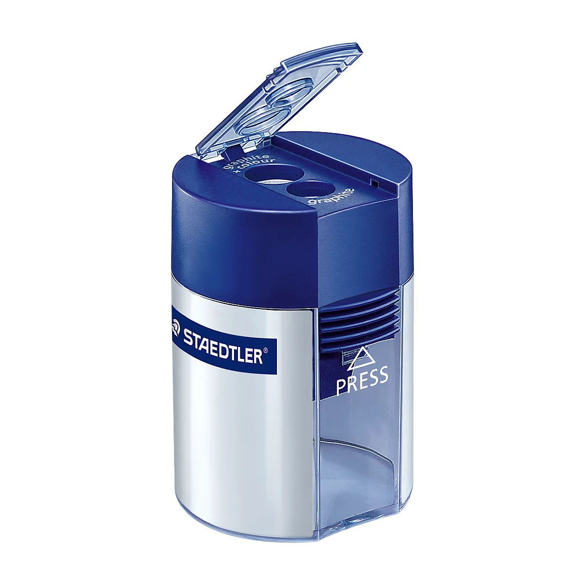 Taille-crayon double Staedtler® 512, 2 trous de taille, pour crayons normaux et jumbo, couvercle étanche