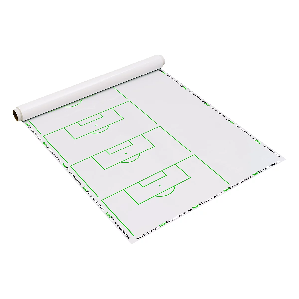 Taktikfolie Taktifol Soccer Set Plays, für Fußball-Standards, selbsthaftend, beschrift-/abwischbar, Rolle mit 25 Folien, B 80 x H 60 mm, weiß