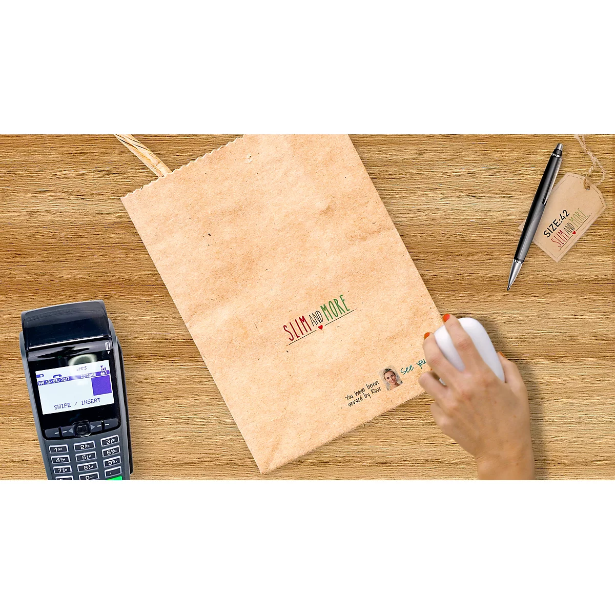 Tampon digital COLOP e-mark®, 600 dpi, micro-USB/wifi, avec cartouche d'imprimante CMY, bouton poussoir et piles, blanc