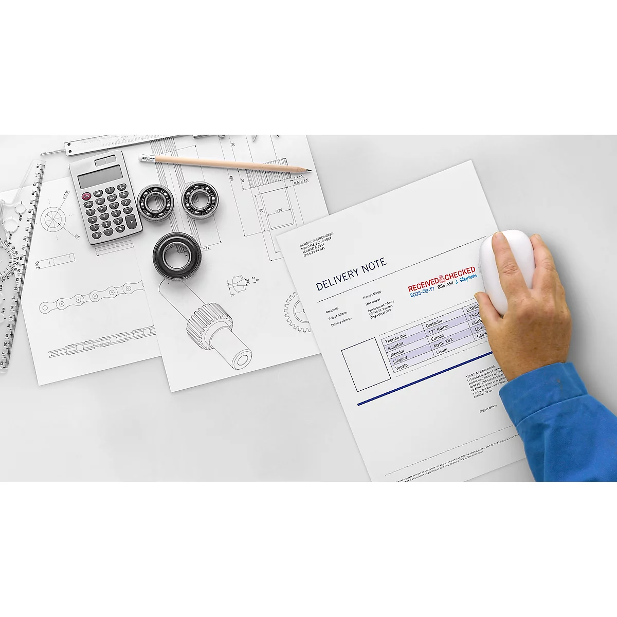 Tampon digital COLOP e-mark®, 600 dpi, micro-USB/wifi, avec cartouche d'imprimante CMY, bouton poussoir et piles, blanc
