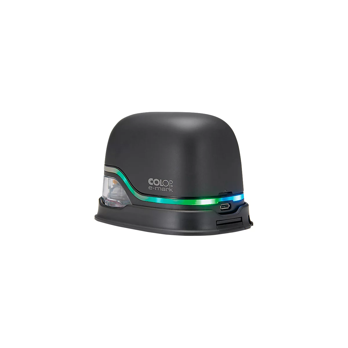Tampon digital COLOP e-mark®, 600 dpi, micro-USB/wifi, avec cartouche d'imprimante CMY, bouton poussoir et piles, noir