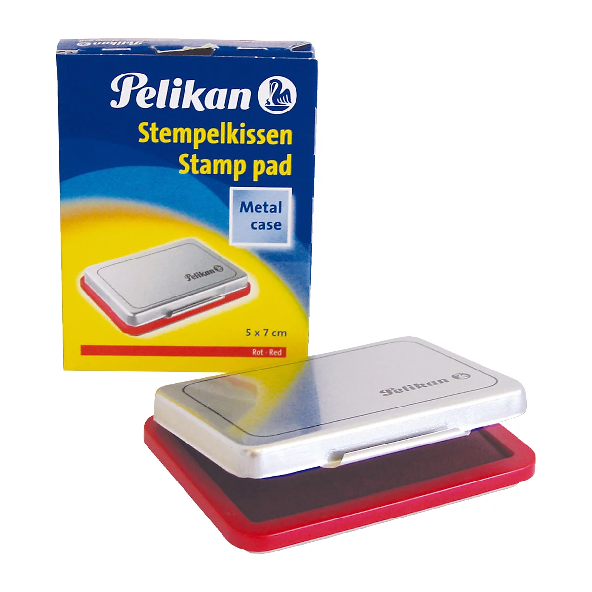 Tampon encreur Pelikan taille 3, pour tampons en caoutchouc et en polymère, dans un boîtier métallique, 50 x 70 mm, rouge