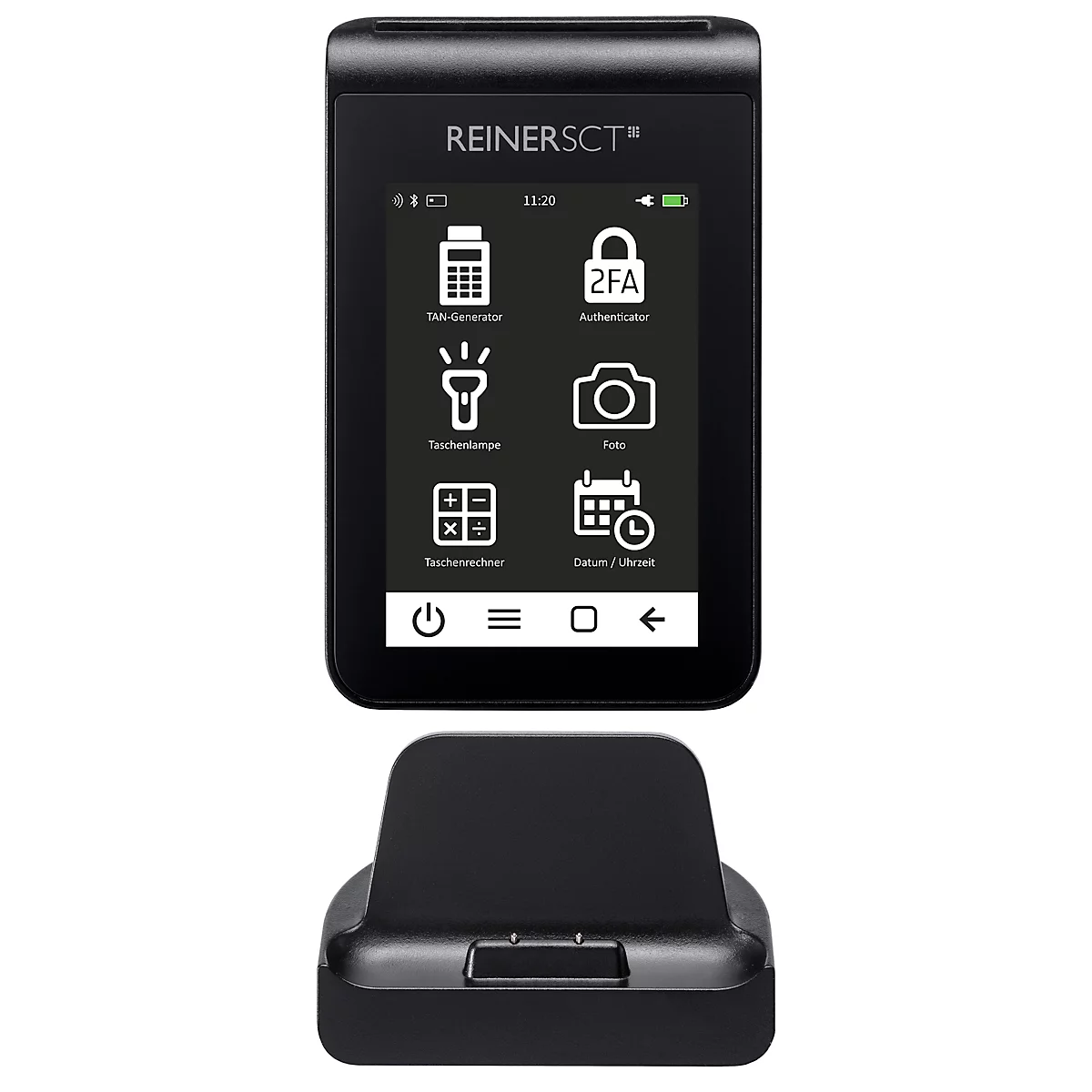 TAN &amp; TOTP Generator REINER SCT tanJack® deluxe, 2-Faktor-Authentifizierung, zusätzlicher PIN-Schutz 3,5' Touch-Display, Kartenslot, inkl. Ladestation &amp; Netzteil, schwarz