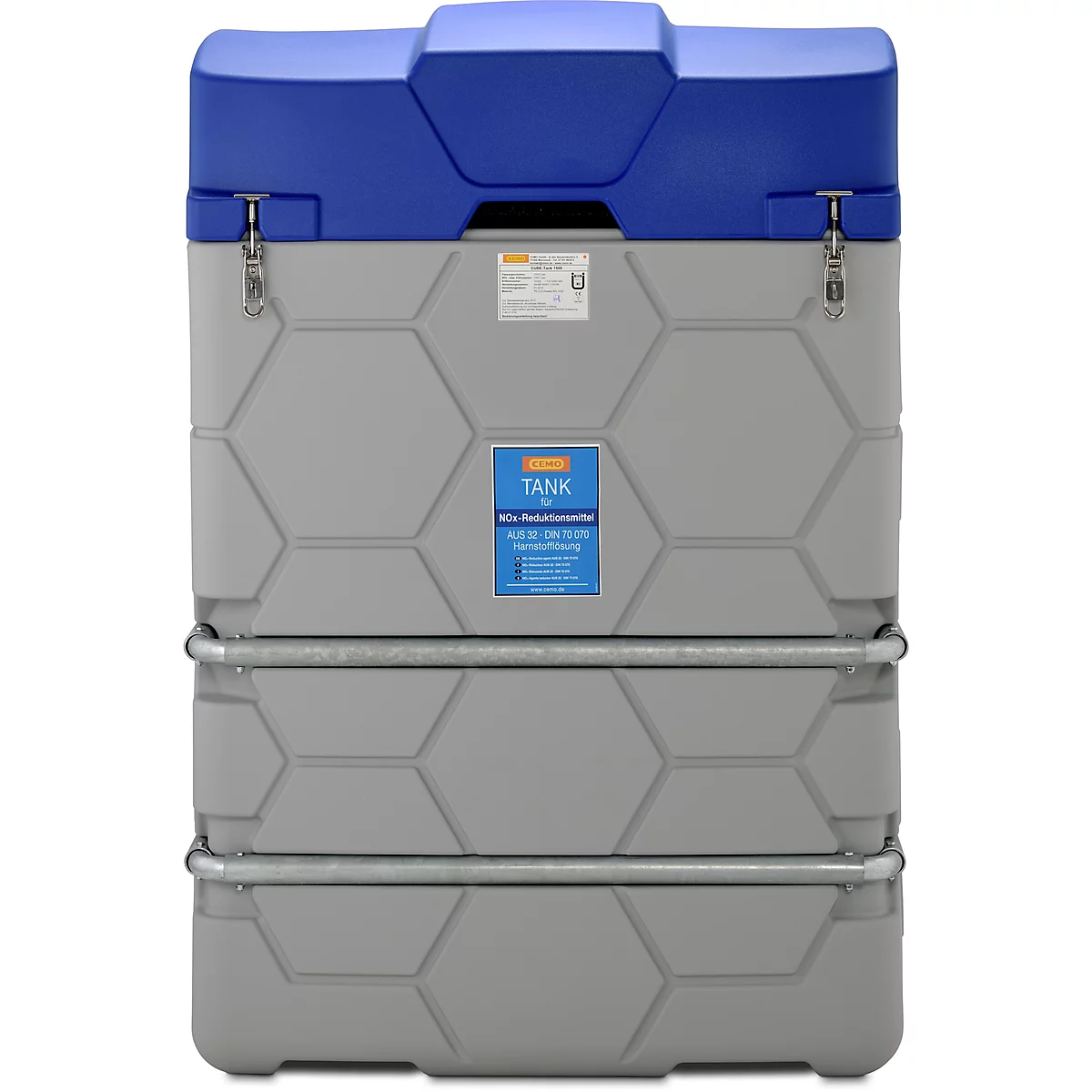 Tankanlage CEMO CUBE Outdoor Basic für AdBlue®, 6 m Schlauch, Winterpaket, B 1200 x T 1150 x H 1800 mm, 1500 l Volumen