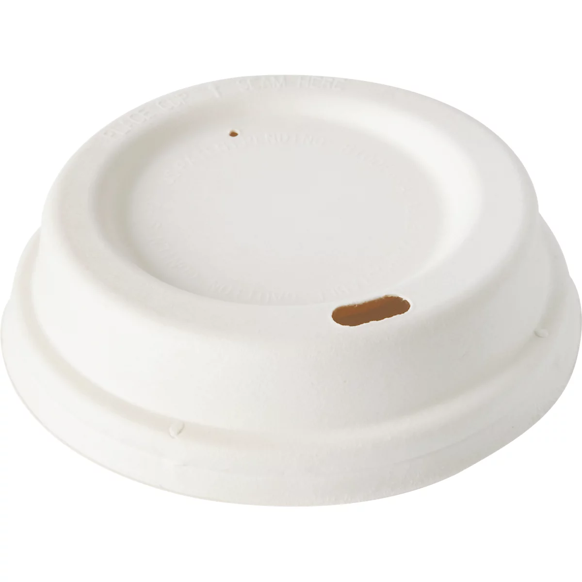 Tapa de cúpula para vasos Papstar Pure Zero, apta para microondas, Ø 80 x H 25 mm, de cartón de caña de azúcar con certificación FSC®, color crema, 50 unidades.