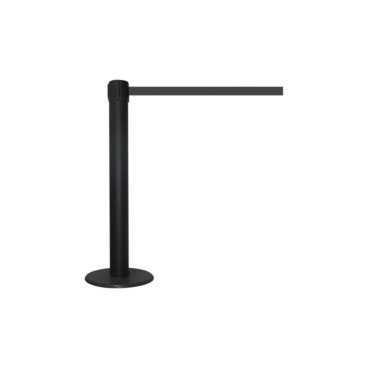 Black stanchion with black band, against a white background.