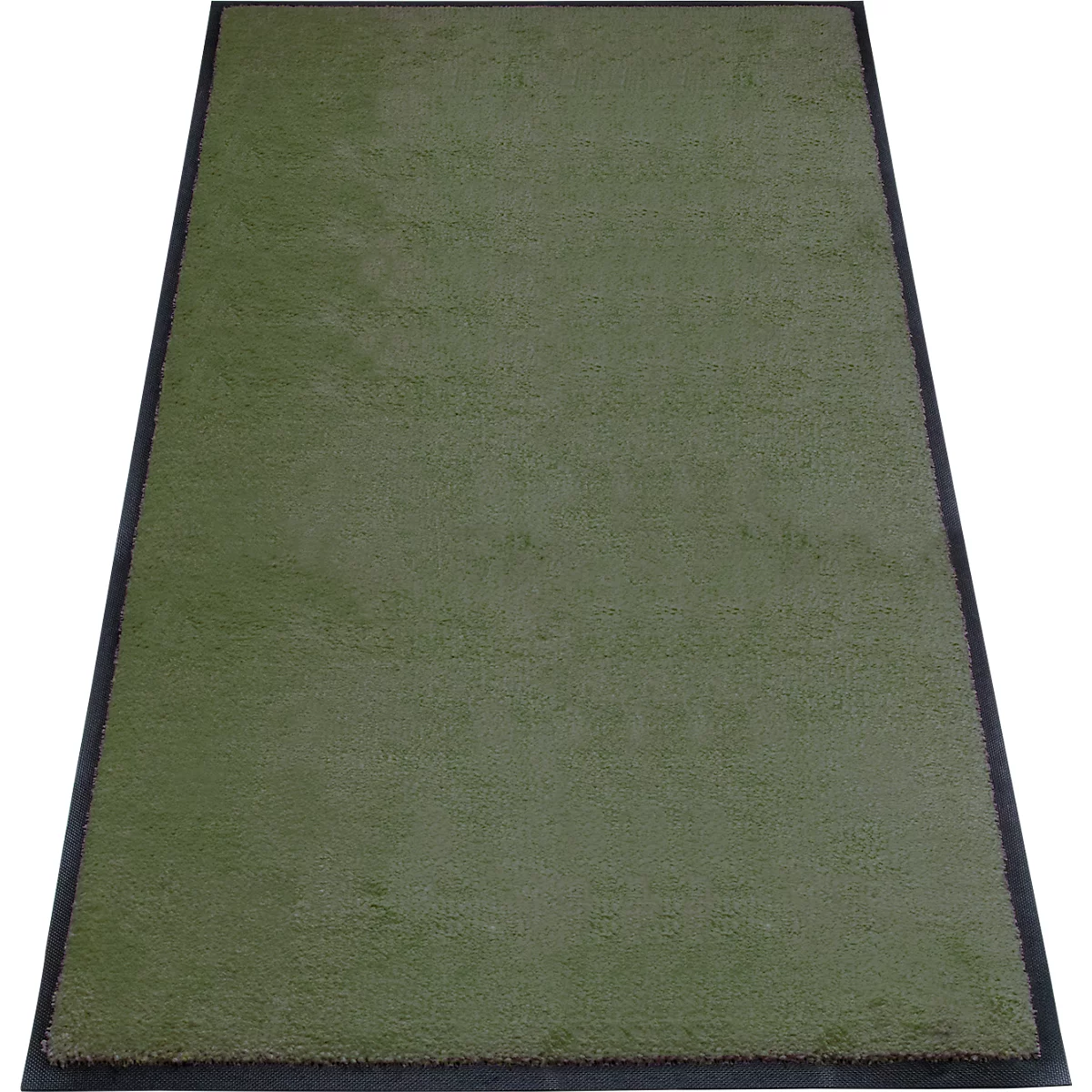 Tapis rectangulaire vert avec bordure noire.