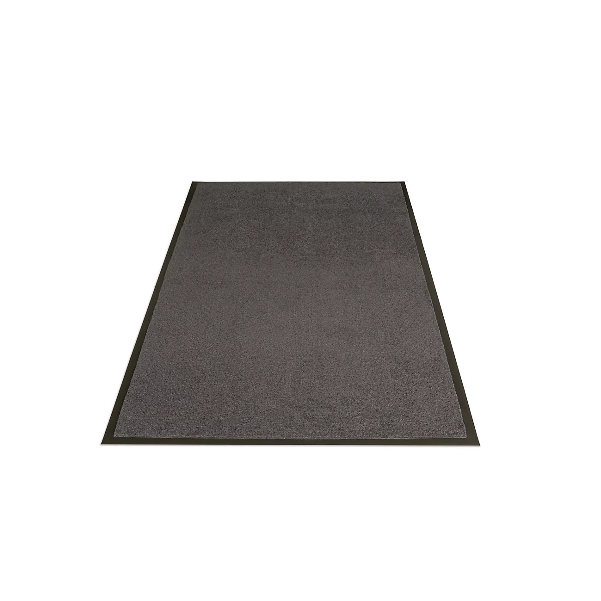 Paillasson rectangulaire anthracite avec une bordure foncée sur fond blanc.