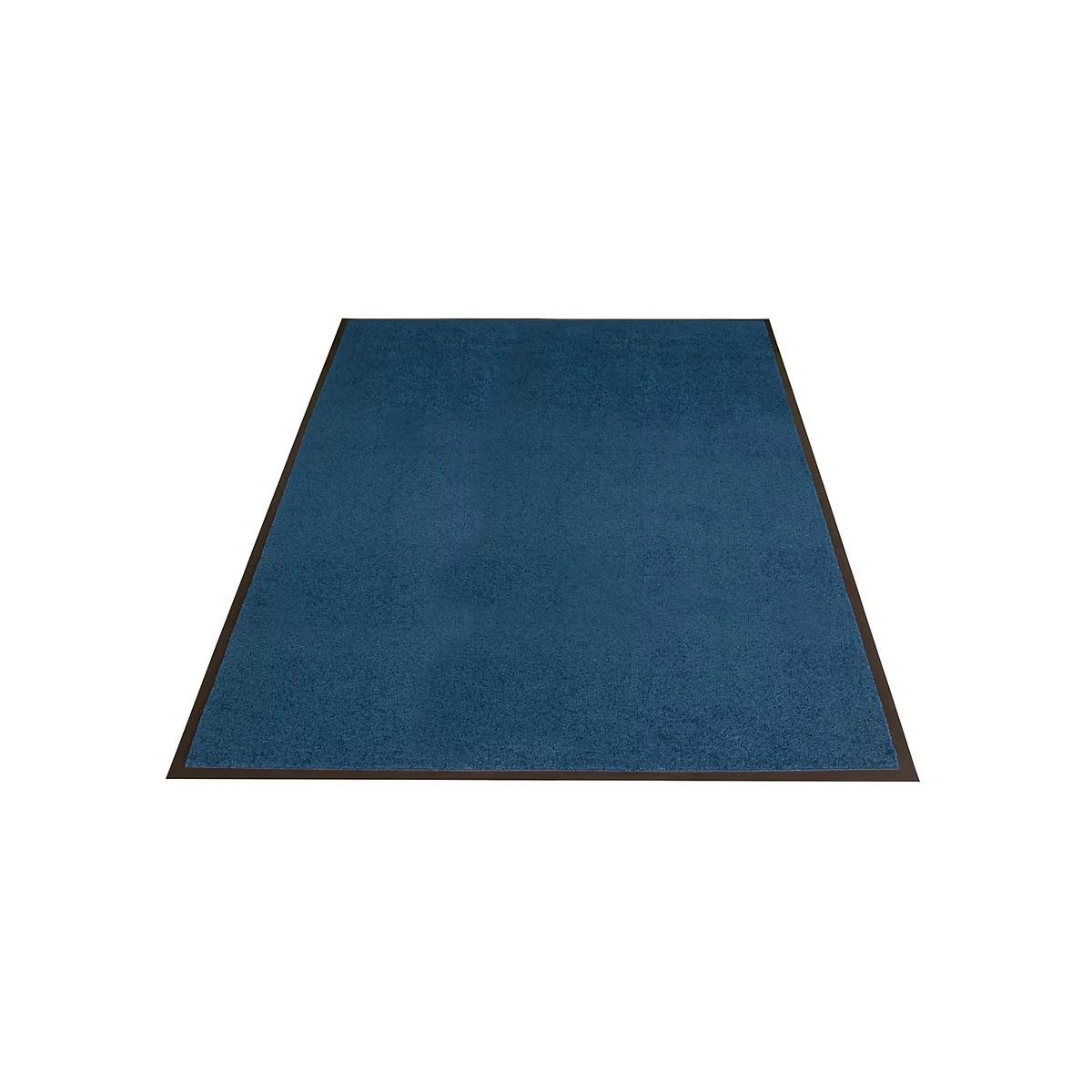 Paillasson rectangulaire bleu foncé avec une bordure fine et sombre sur fond blanc.