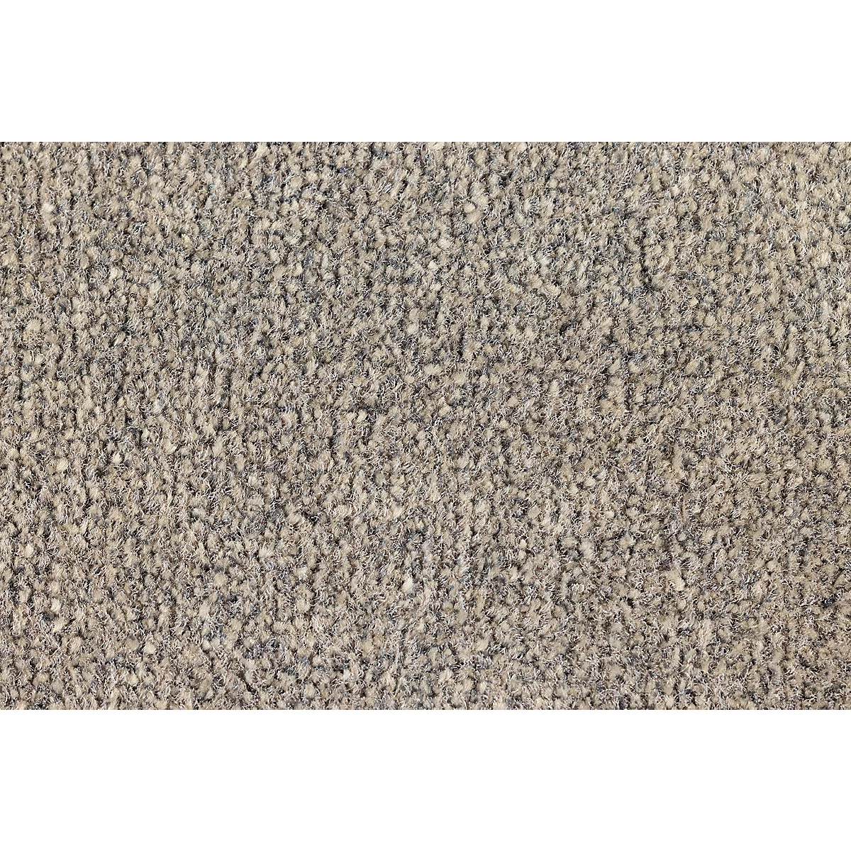 Gros plan sur une surface de tapis gris-brun avec une texture fine en boucles.