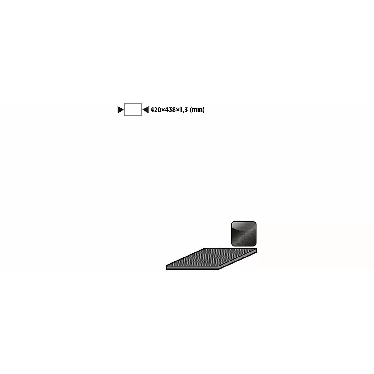 Tapis antidérapant pour les armoires de sécurité asecos des séries UB90 et UB30, noir, L 420 x P 438 x H 1,3 mm